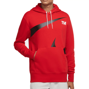 Nike Sportswear Swoosh Semi Brushed Back Red Hoodie Mens Style